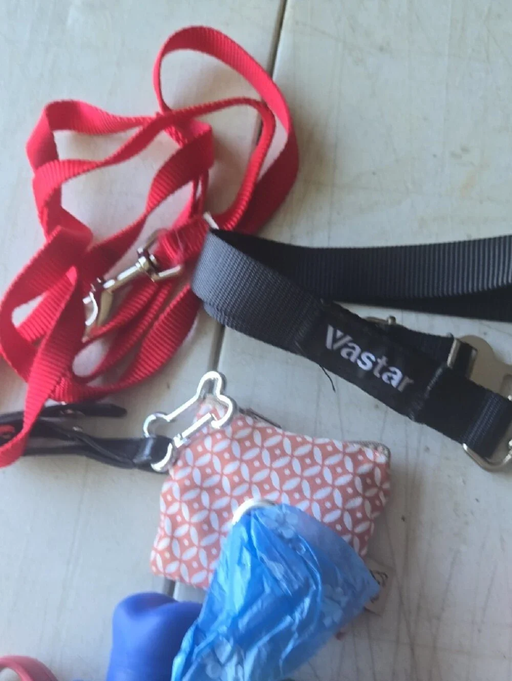 Glamour Pink, Red, Blue and Black Dog Harness & Leash Lot